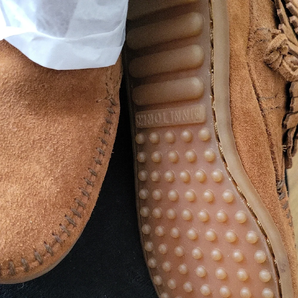 Minnetonka Tan Suede Moccasins